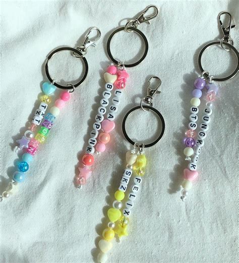 Kpop Keychains Beads Keychains Beaded Keychains Kpop Merch Etsy