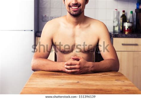Naked Man Sitting His Kitchen Stock Photo Shutterstock
