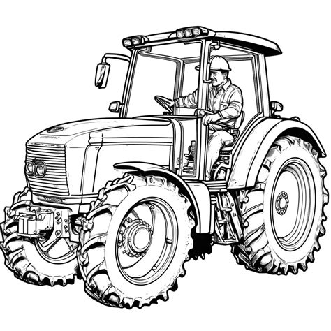 Farmer Driving Tractor Coloring Page Lulu Pages