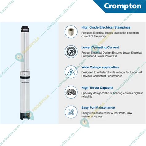 Crompton 2 Hp 18 Stage 4inch V4 1Phase Water Filled Borewell