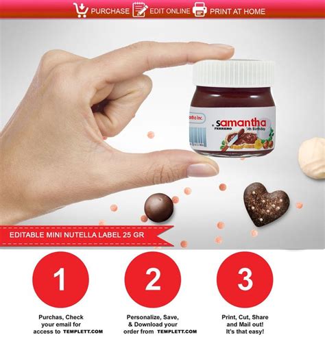 Nutella Etiqueta Imprimible Mini Frasco De Gr Nutella Label Mini