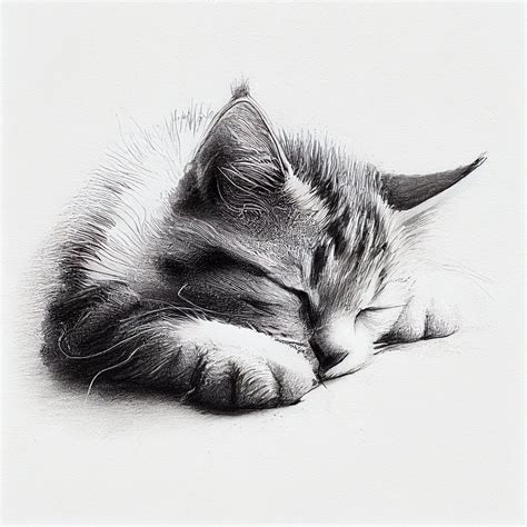 Sleeping Cat Drawing