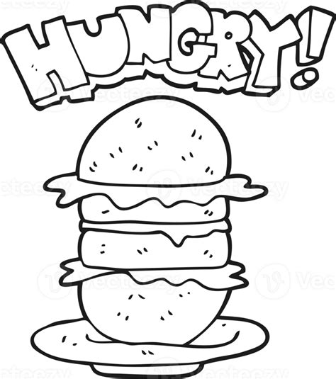 hand drawn black and white cartoon burger 45044779 PNG