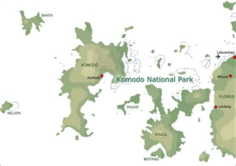 Map of Komodo National Park Indonesia