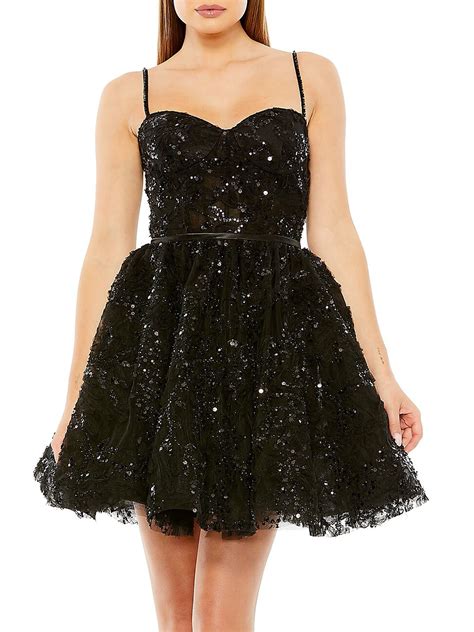 Mac Duggal Sequin Embellished Bustier Minidress Black Editorialist