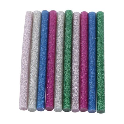 10pcs Set Glitter Hot Melt Glue Stick Adhesive Sticks Kit Attaching Craft Mix Color For 20W