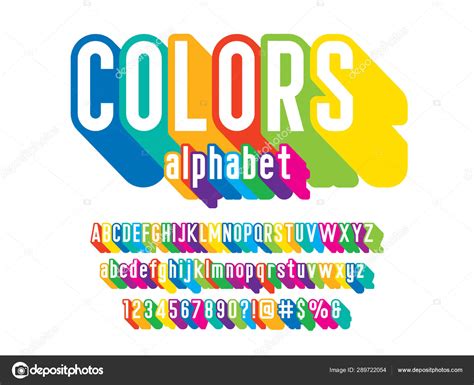 Colorful Stylized Alphabet Design Uppercase Lowercase Numbers Symbols