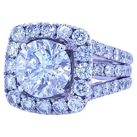 Round Cut Diamond Halo Engagement Ring For Sale at 1stDibs | round cut ...