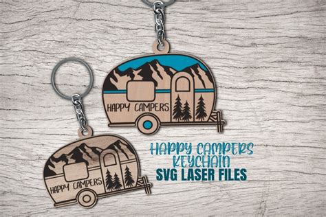 Happy Campers Keychain Svg Laser Cut Files Camping Svg