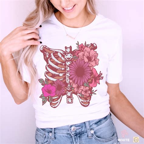 Lesbian Floral Ribs Subtle Lesbian Shirt Lez Goth Shirt Sapphic Clothes Lesbian Wildflower Lgbtq