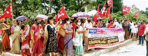 CITU AIKS Hold Protest In Mangaluru The Canara Post