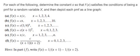 Solved For Each Of The Following Determine The Constant C