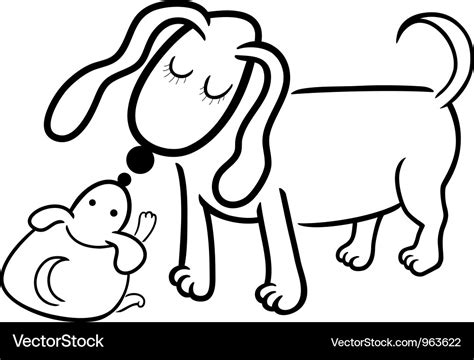 Puppy And Dog Mom For Coloring Royalty Free Vector Image