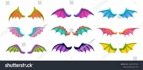 Different Cartoon Fantasy Wings Set Dragon Stock Vector (Royalty Free) 2245787315 | Shutterstock