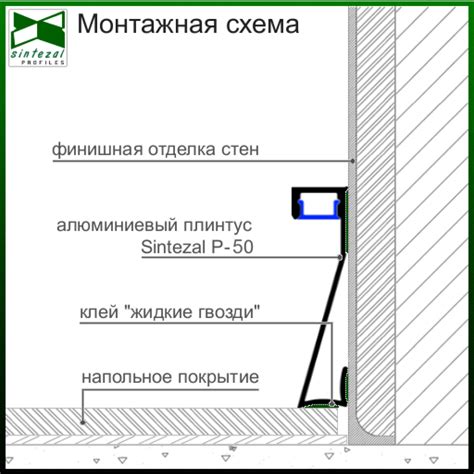Универсальный скрытый алюминиевый плинтус с LED-подсветкой, высота 50 ...