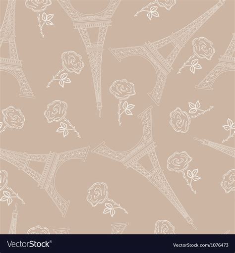 Seamless Brown Pattern With Eiffel Tower Vector Image