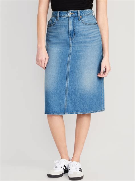 Extra High Waisted Jean Midi Skirt Old Navy