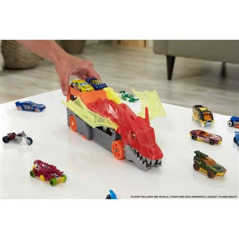 Lançador de Carrinhos Hot Wheels City Reboque de Dragão Mattel