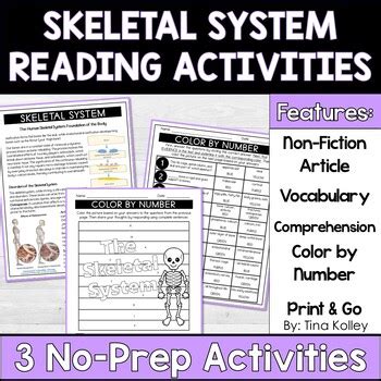 Skeletal System Human Body Comprehension Close Read Color By