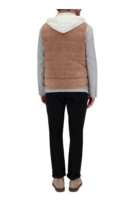 Brunello Cucinelli Quilted Suede Down Vest Mitchell Stores