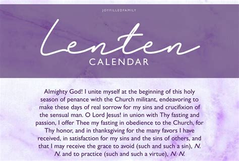 Lenten Calendar 2020