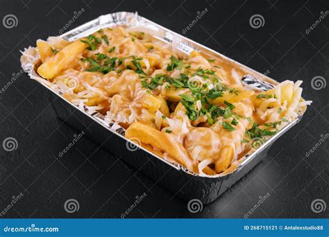 Delicious French Fries with Cheese Sauce Stock Image - Image of cheesy ...