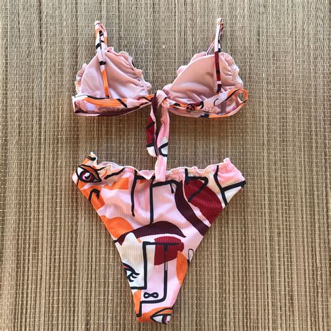 Biquini Top Ripple E Calcinha Hot Pants Estampa Olhos Ros Laranja Dondoca Moda Feminina