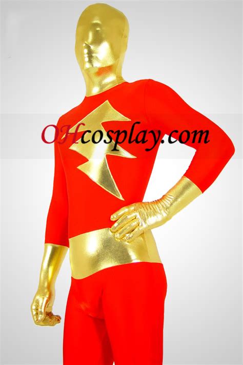 Red Lycra Spandex Shinny Metallic Unisex Zentai Suit [zt01115] £47 77