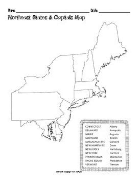 Northeastern States Map With Capitals