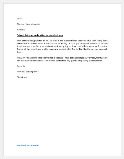 Letter Of Explanation For Underwriter