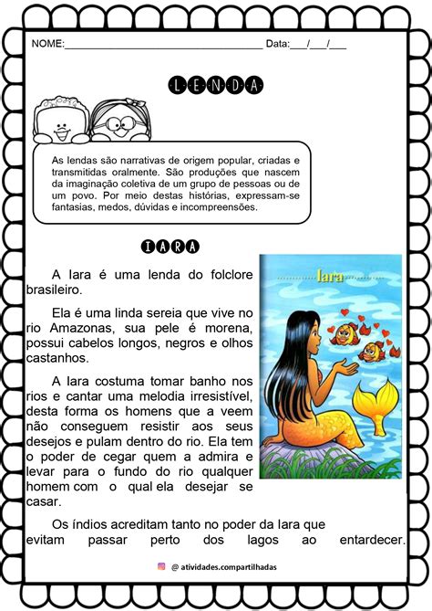 Genero Textual Lendas Atividades - Atividades Sobre Lendas Para 3o Ano - RETOEDU