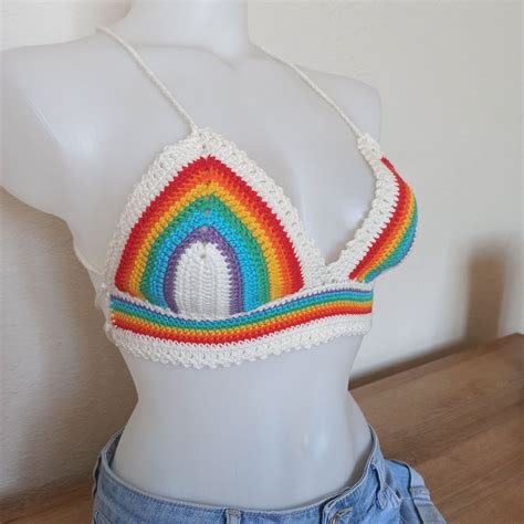 Handmade Crochet Rainbow Top Rainbow Bikini Festival Top Special Orders Available Summer Gift Etsy