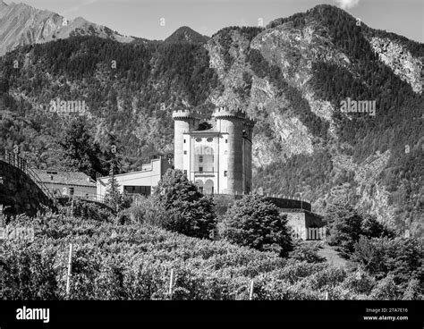 Panoramic View Of The Aymavilles Castle And Its Vineyards Aymavilles