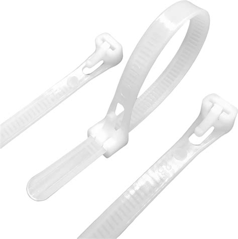 Gtse 12” Whiteclear Reusable Zip Ties 100 Pack 50lb