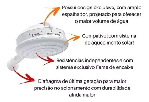 Chuveiro Elétrico De Parede Fame Evidence Branco 5400w 127v R 191 Em