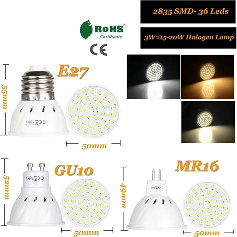 AMPOULE LED Lumière naturelle GU10 220V 36 LEDs Projecteurs LED Super