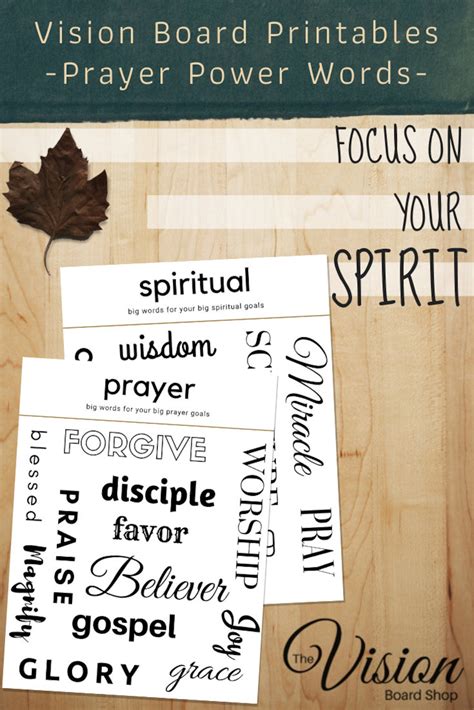 Prayer Vision Board Printables Spiritual Words Vision Board Words ...