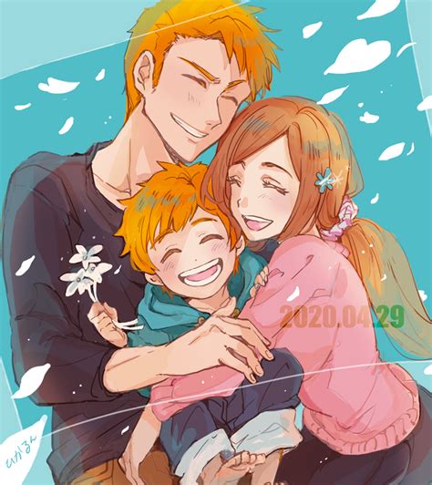 Inoue Orihime Kurosaki Ichigo And Kurosaki Kazui Bleach Drawn By