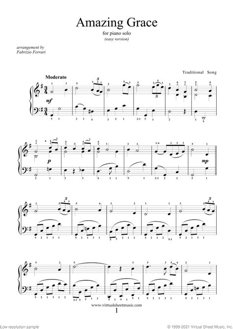 Easy Beginner Amazing Grace Violin Sheet Music