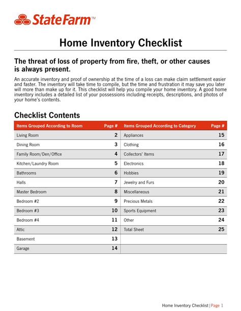 (PDF) Home Inventory Checklist€¦ · Home Inventory Checklist Page 1 Home ...