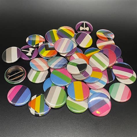 Pride Lgbt Gay Bi Rainbow Lesbian Trans Enby Nb Pan Poly Demi Ace Aro Pins Buttons Accessories