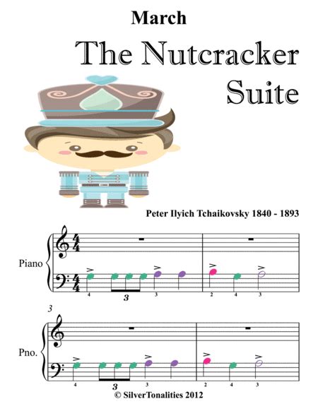 March The Nutcracker Suite Beginner Piano Sheet Music With Colored Notes Arr Silvertonalities