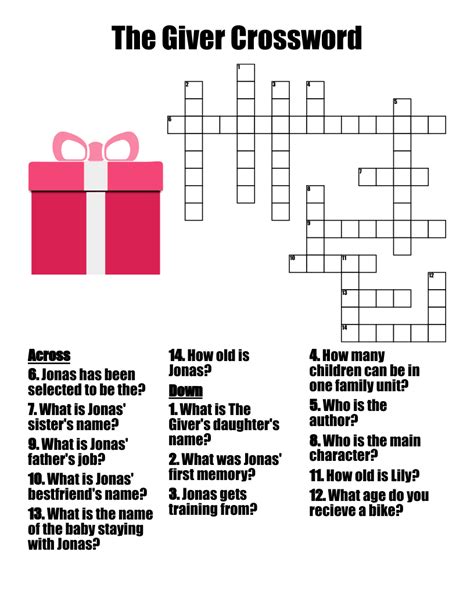 The Giver Crossword WordMint