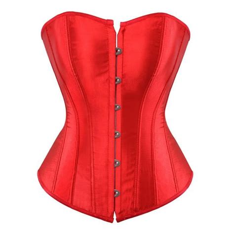 Corset gothique en satin pour femmes grande taille à lacets désossé lingerie clubwear fête rouge