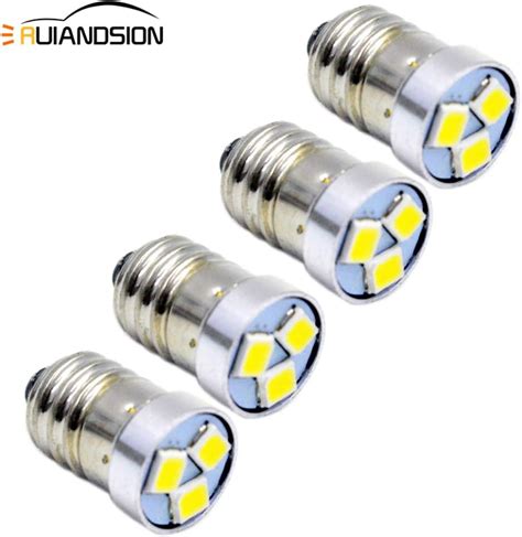 Ruiandsion 4pcs 3v 6v 12v E10 Led Bulb 3030 3smd White Led Replacement Bulb Upgrade For