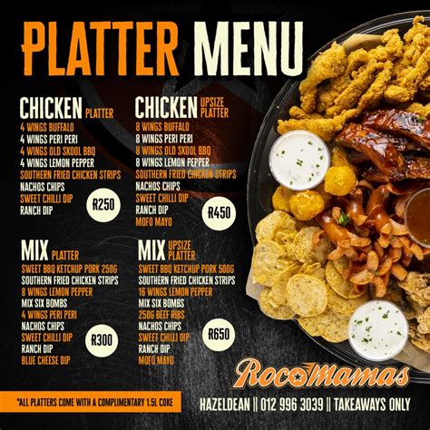 RocoMamas Platters Menu Prices South Africa 2025