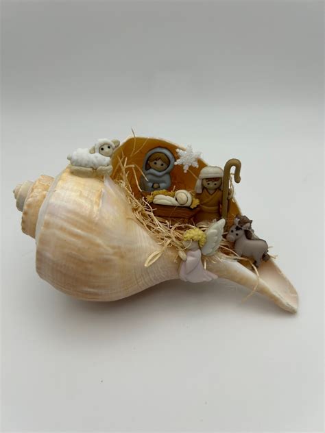 Handmade Whelk Seashell Nativity Scene Nativity Collectable Etsy