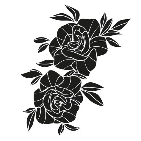 Silueta de rosa de diseño plano Vector Gratis