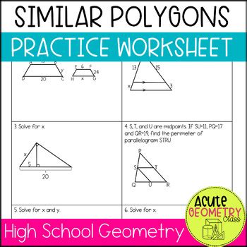 Similar Polygons Geometric Mean Side Splitter Theorem Practice