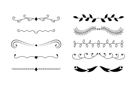 Set Of Decorative Dividers Borders Lines For Text Decor Vector